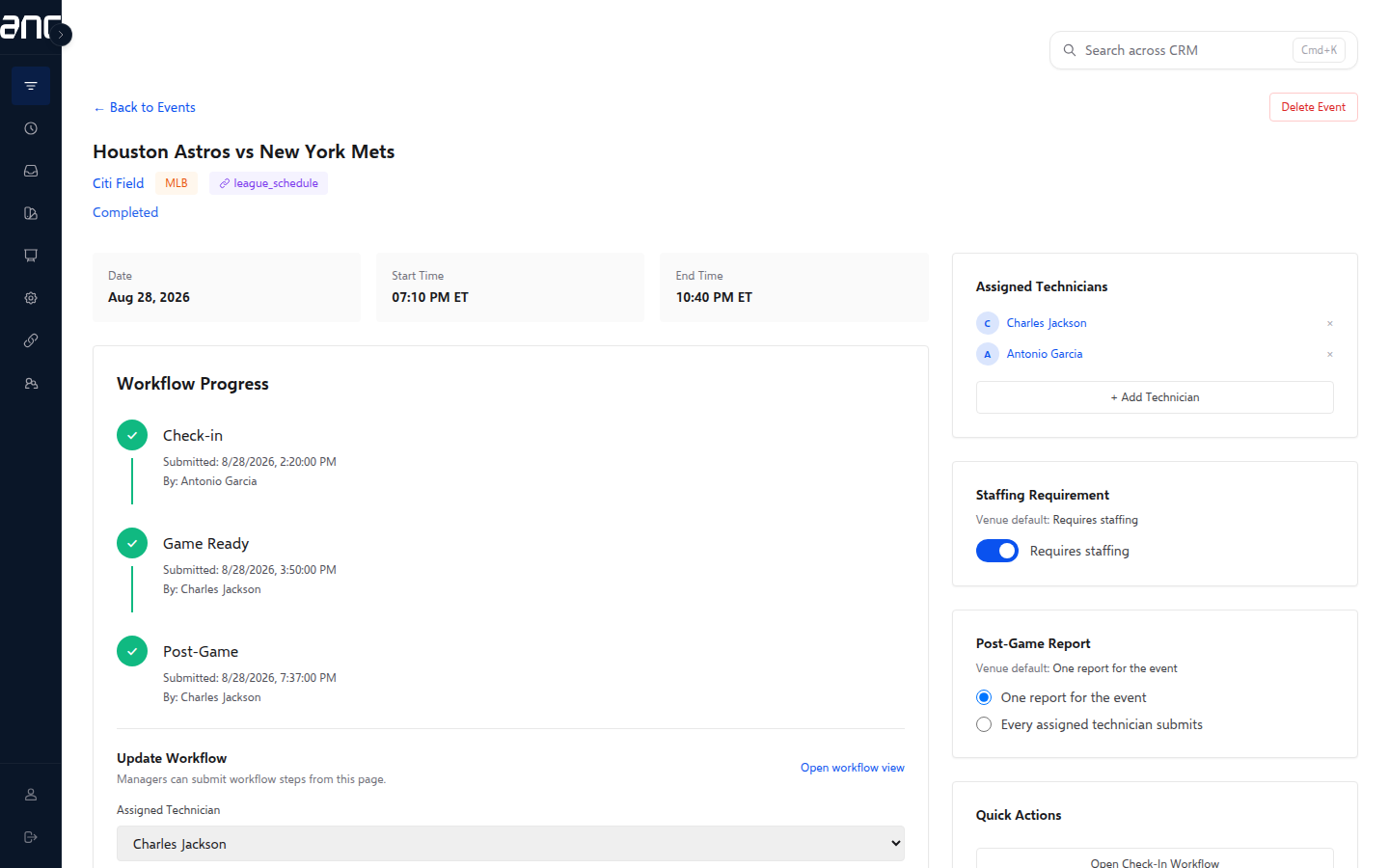 Workflow progress panel